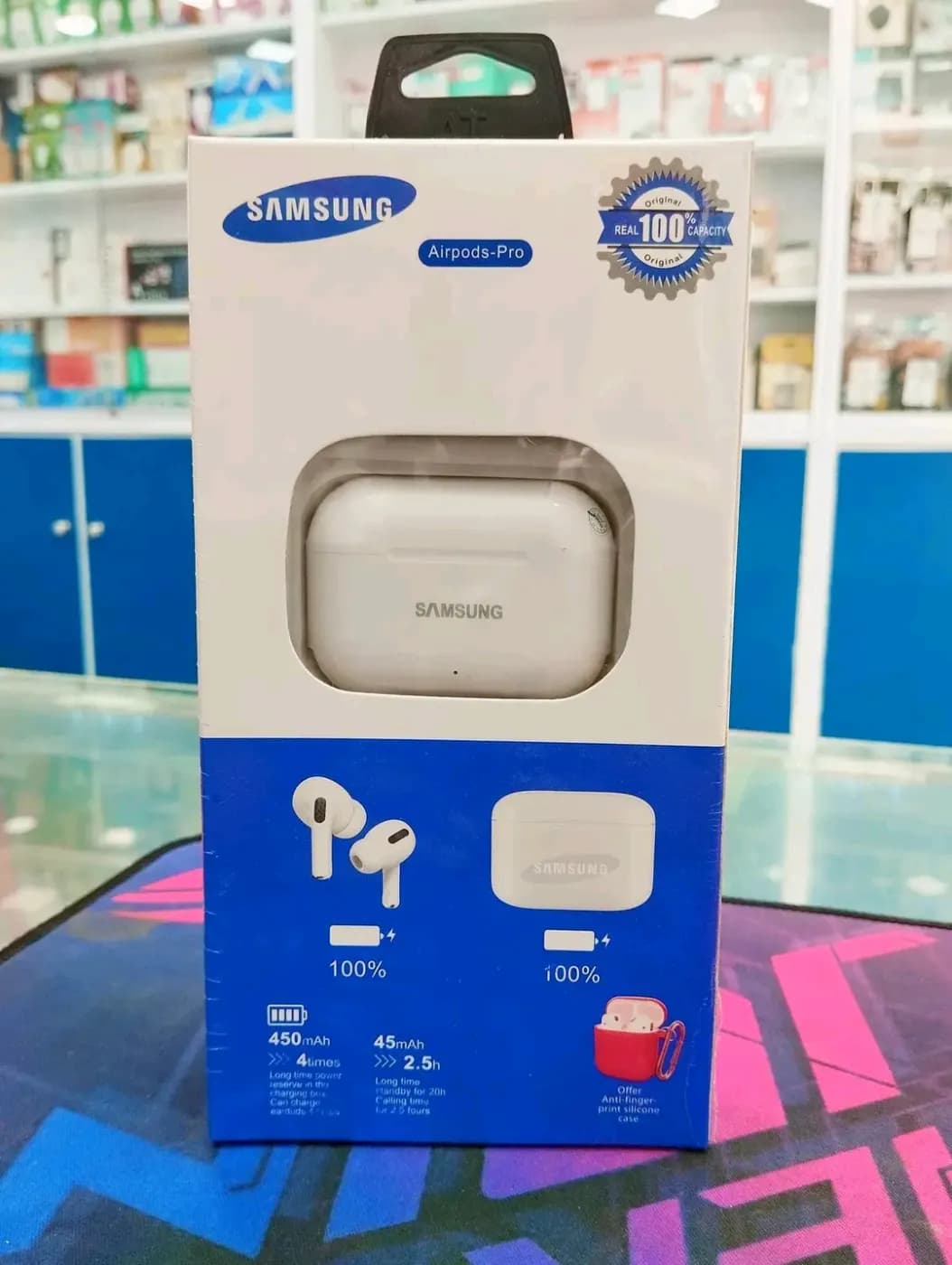 Samsung Airpods-Pro Wireless Earbuds with Charging Case Accessories — back view