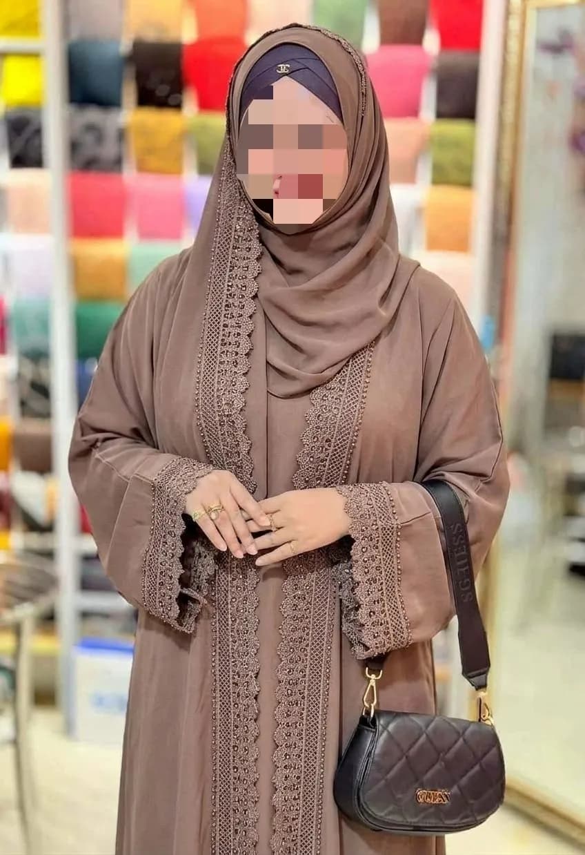 Dubai Imported Premium 4-Piece Koti Style Abaya Set with Inner, Belt & Hijab. Jafran Fabrice. — Savageon Bangladesh