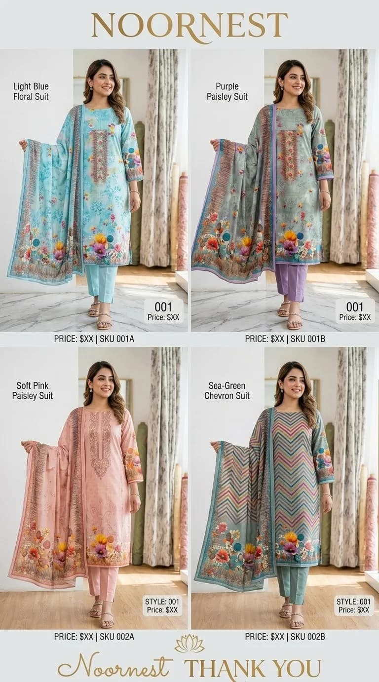 Premium Printed Cotton Unstitched 3-Piece Suit Collection 3 Piece — fabric close-up