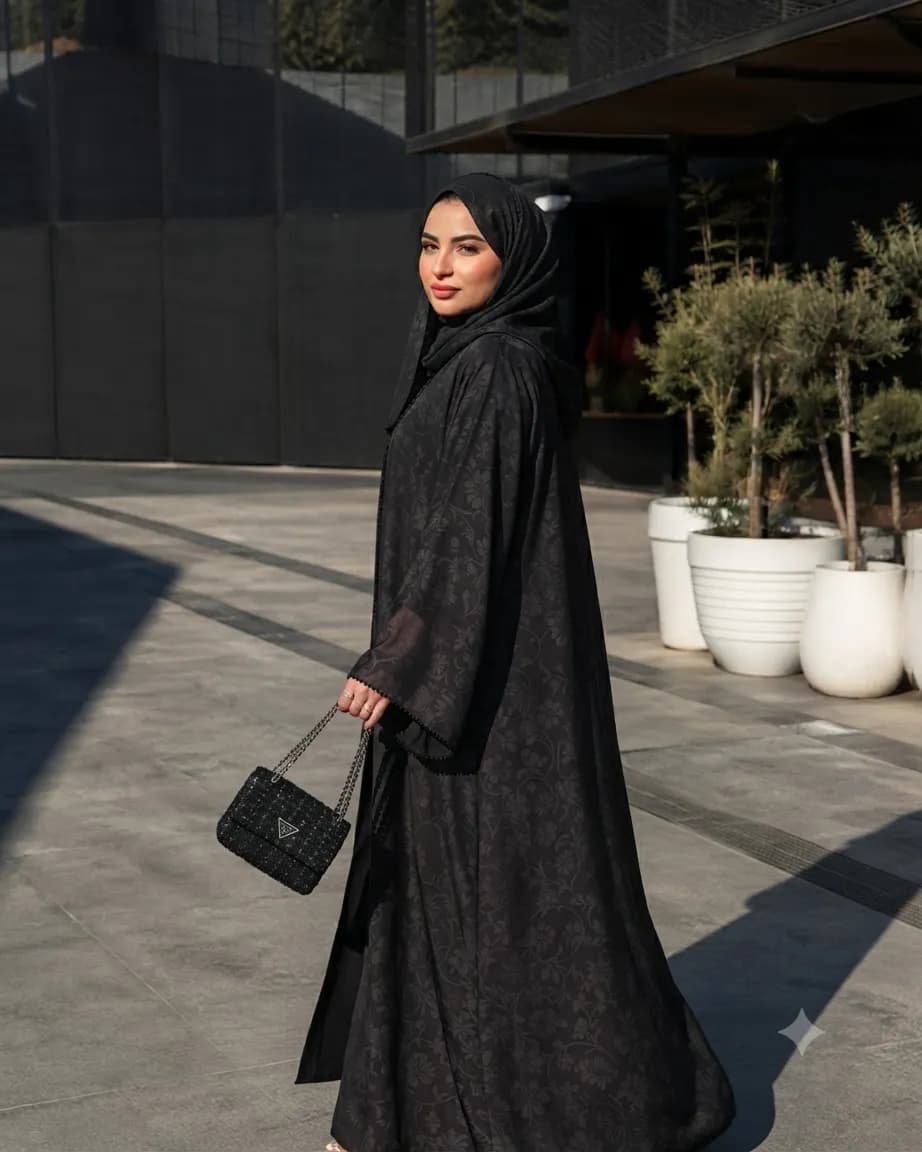 Cherry abaya.  Koti  Inner  Hijab  Full set 1860 3 Piece — back view