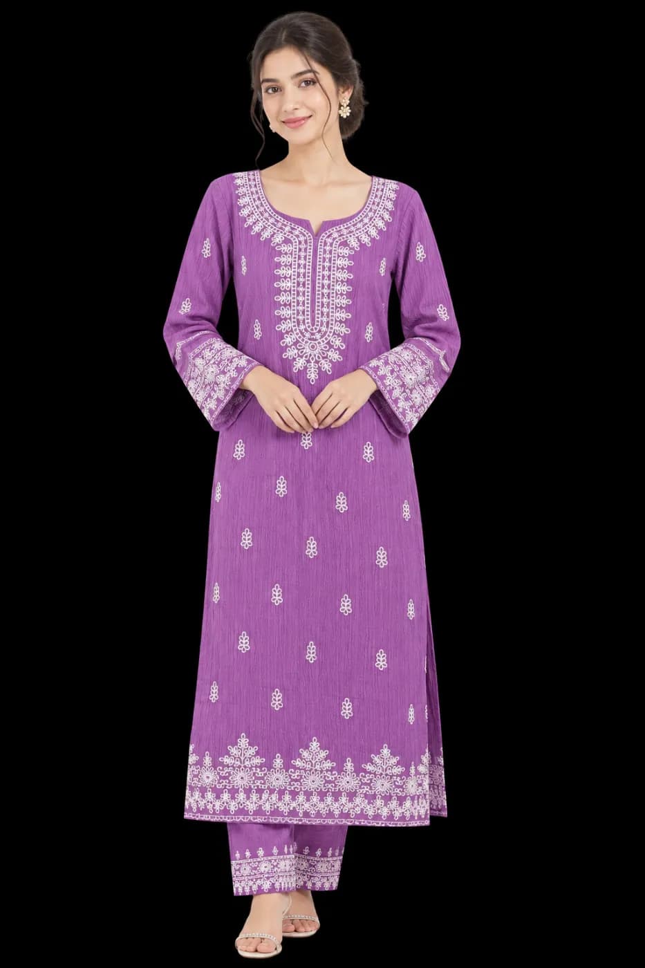 Women’s Ready-Made Embroidered 2-Piece – Purple — Savageon Bangladesh