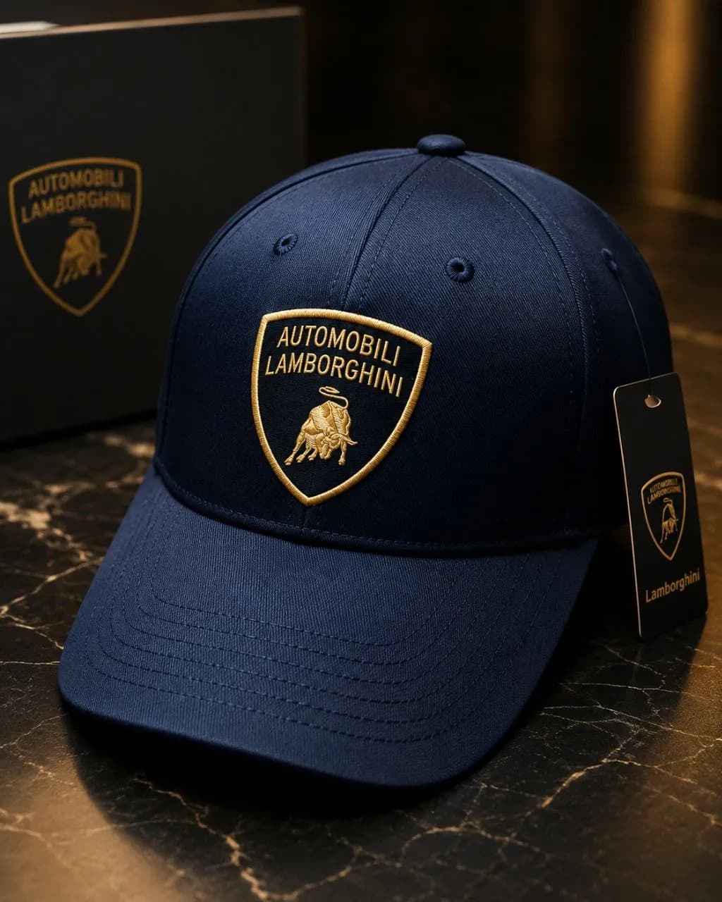 Lamborghini Navy Cap - Gold Shield Logo — Savageon Bangladesh