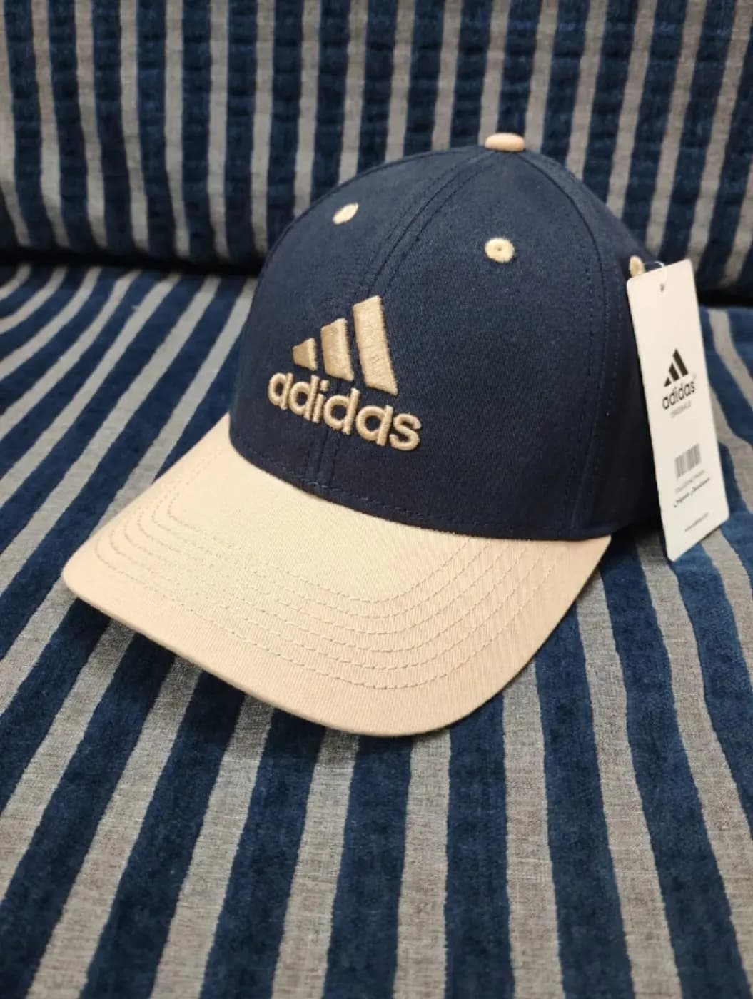 Adidas Navy & Tan 3-Stripe Cap — Savageon Bangladesh