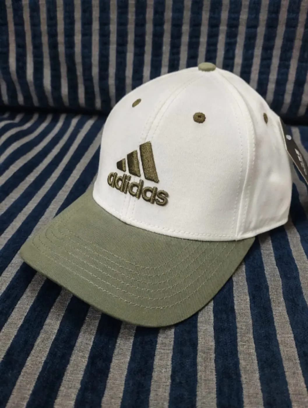 Adidas White & Olive 3-Stripe Cap — Savageon Bangladesh