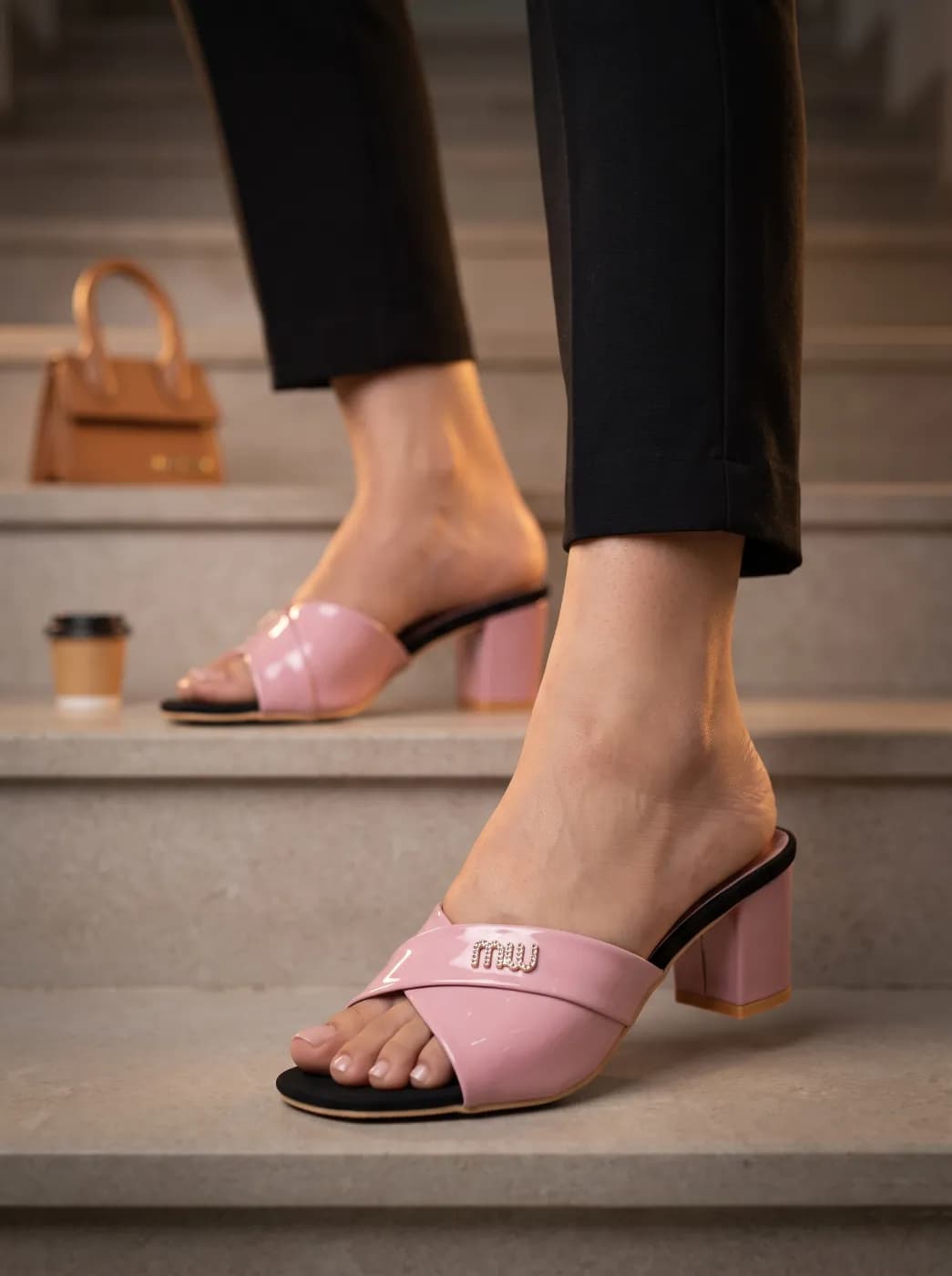 Women’s Elegant Block Heel Slide – Pink — Savageon Bangladesh