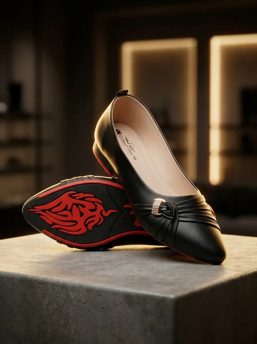 Women’s Classic Black Flat – Red Sole — Savageon Bangladesh