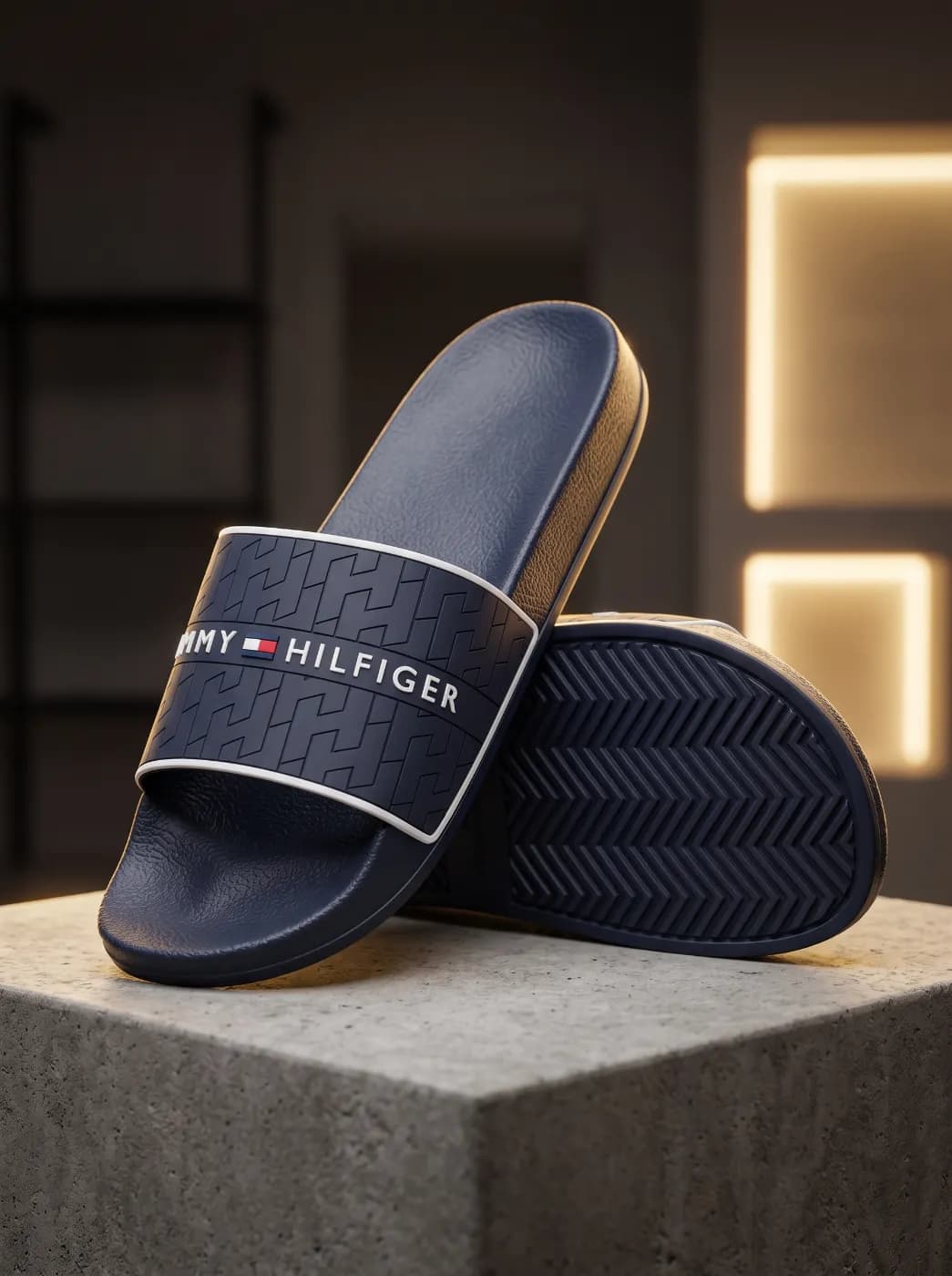 Tommy Hilfiger Dewts Logo Monogram Slides Men — Savageon Bangladesh