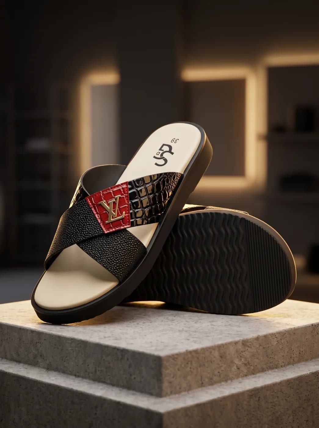 Louis Vuitton Custom Cross-Strap Slide Sandals. — Savageon Bangladesh