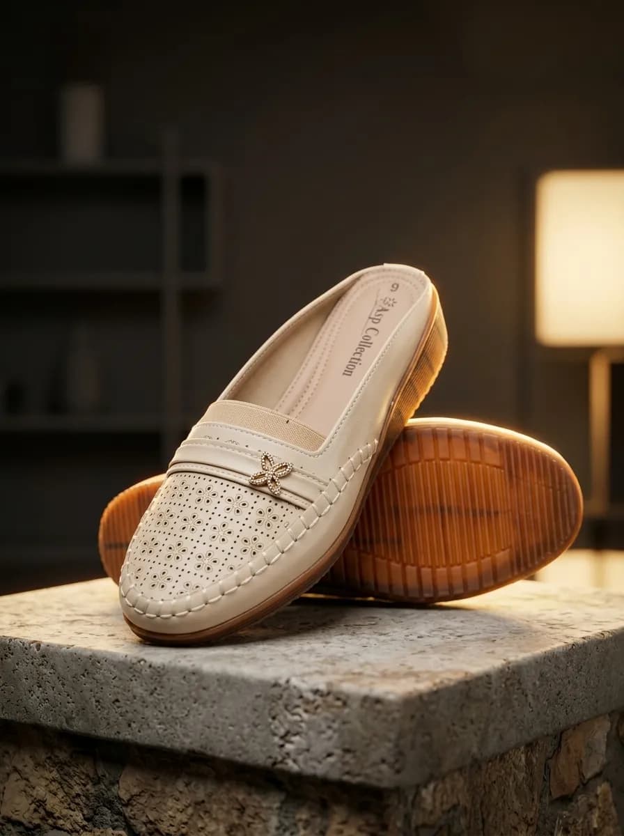 Women’s Elegant Floral Loafer – Cream — Savageon Bangladesh