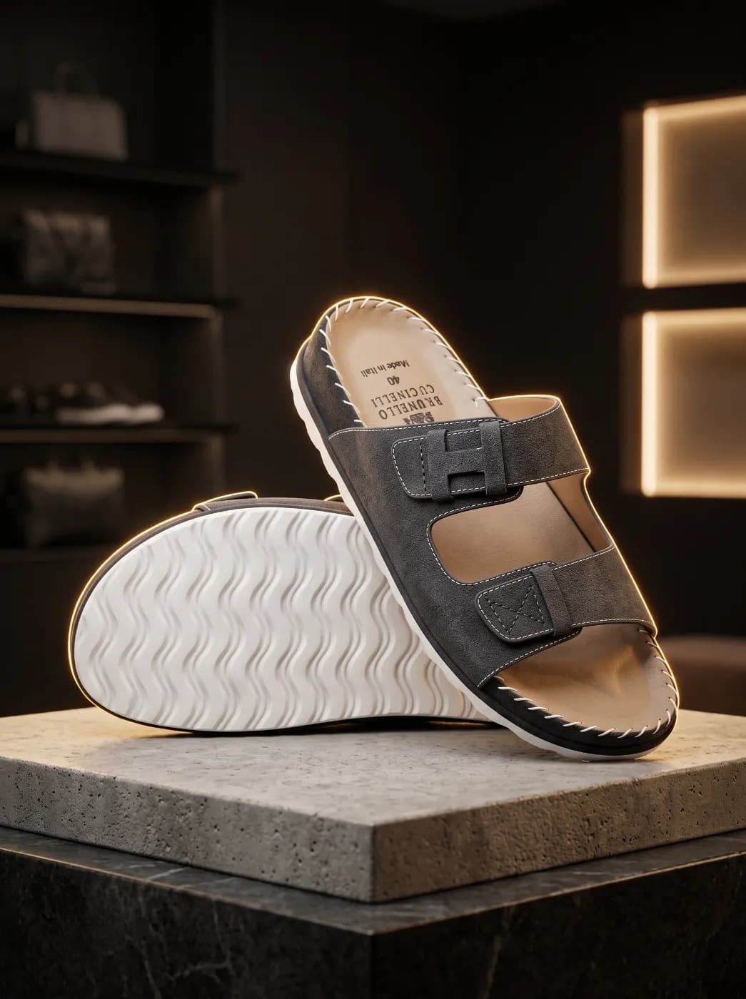 Brunello Cucinelli Suede Double-Strap Sandals. — Savageon Bangladesh