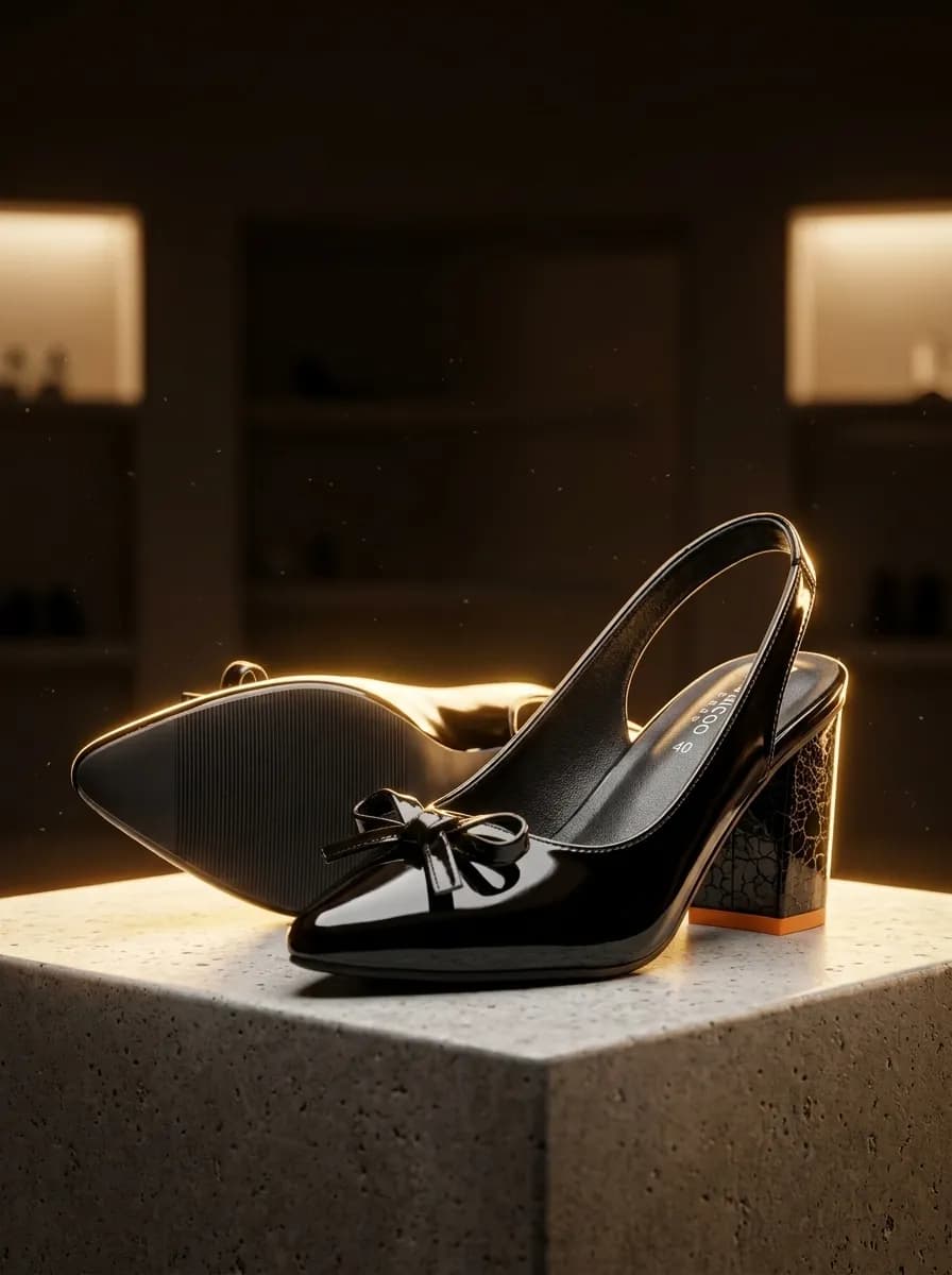 Women’s Classic Black Slingback Heel – Black — Savageon Bangladesh