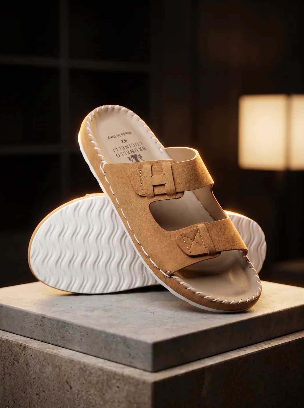 The selected object features a pair Brunello Cucinelli Men's Suede Double-Strap Slides. — Savageon Bangladesh