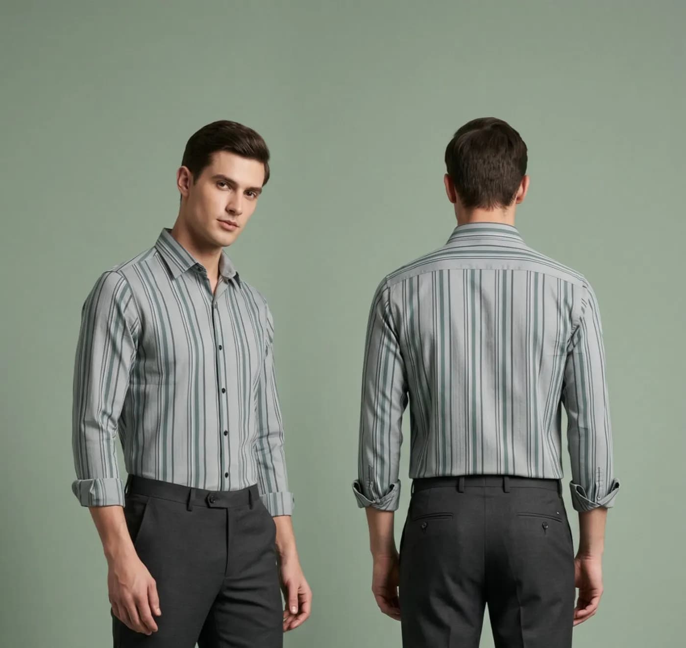 Premium Zafran Fabric Full Sleeve Stripe Shirt | Elegant Comfort Collection by ADISOM — Savageon Bangladesh