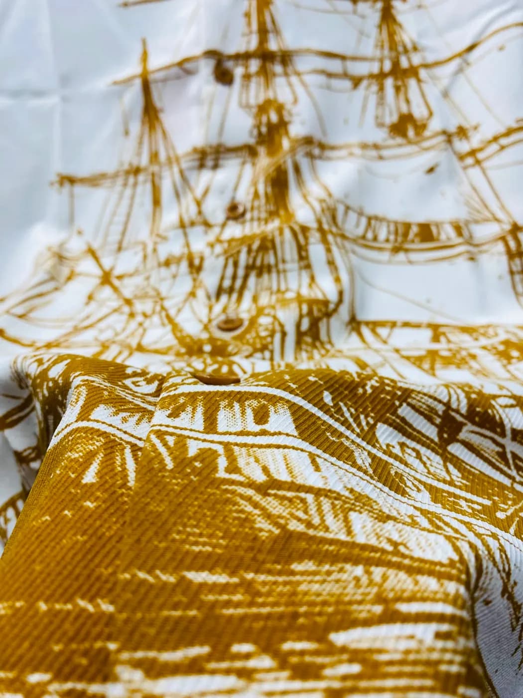 Artistic Ship Print Boxy Fit Shirt Men — detail shot