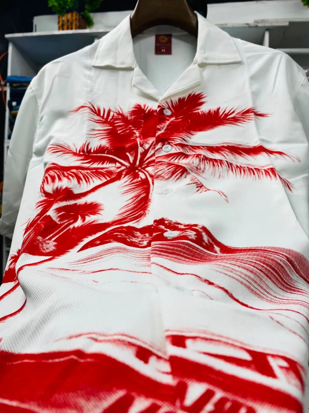 Premium Tropical Print Boxy Fit Shirt Men — side view