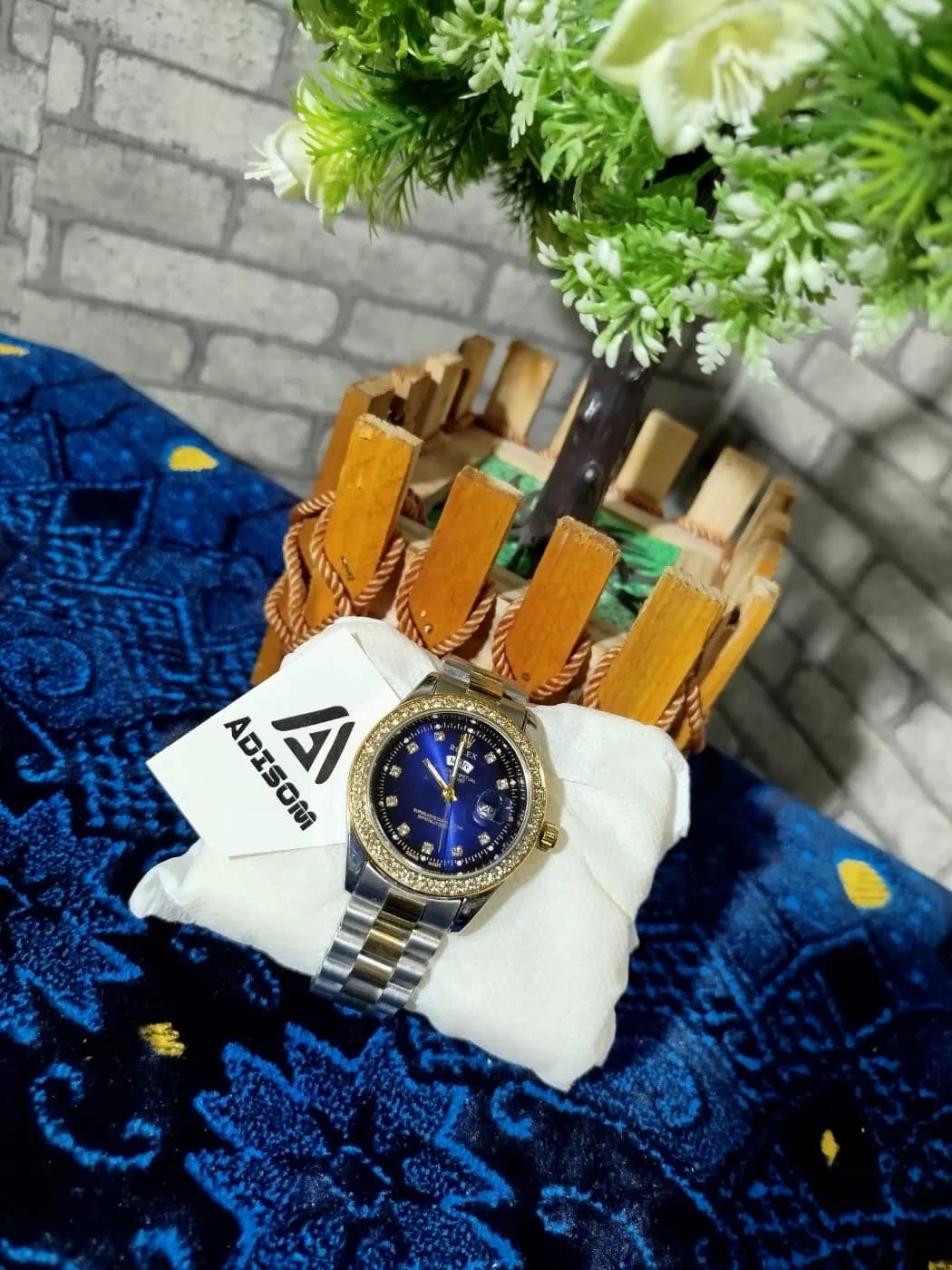 Royal Blue Luxury Watch | Gold Bezel Premium Collection Men — side view