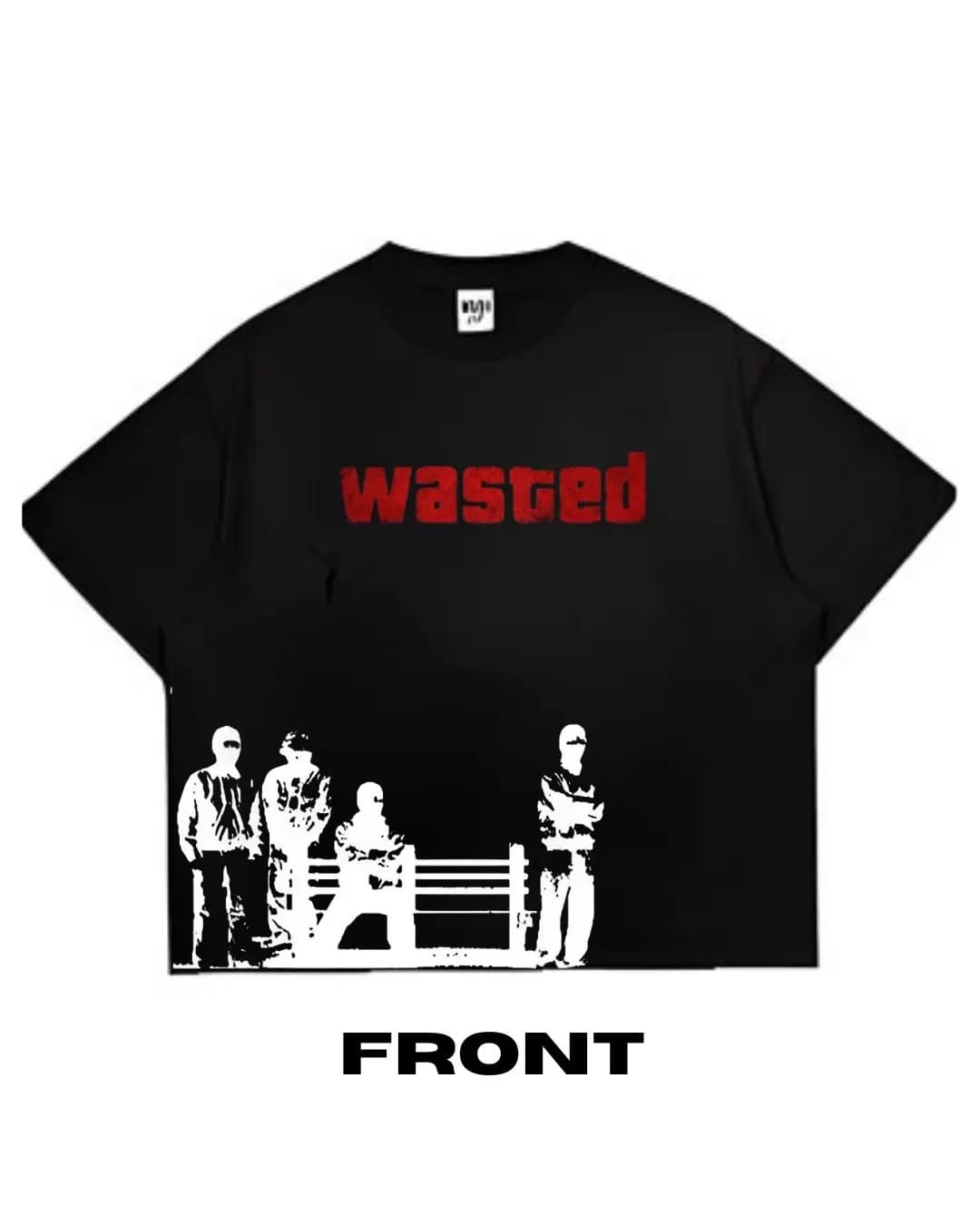 Wasted Street Graphic Drop Shoulder T-Shirt | Black Men — back view
