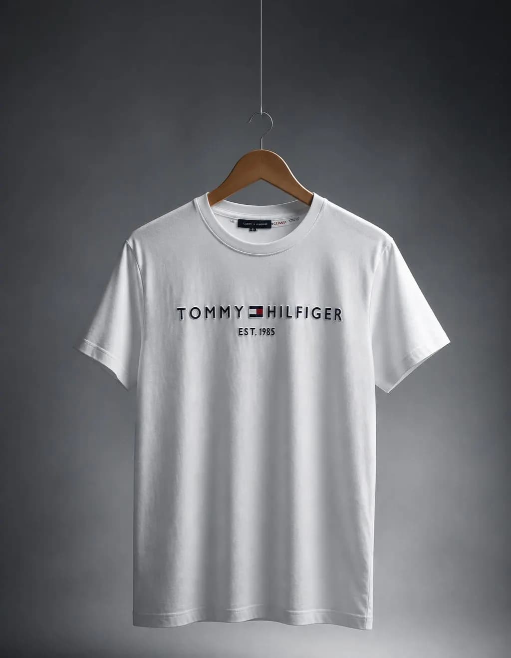 Tommy Hilfiger Men's Premium Lycra Cotton T-Shirt – Soft, Stretch & Everyday Comfort — back view