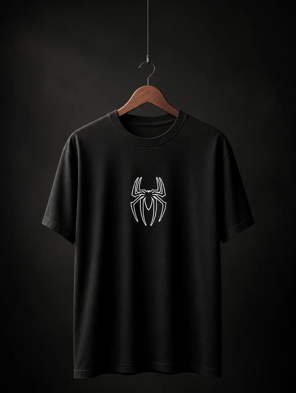 Spider Sketch Graphic  Drop Shoulder T-Shirt | Black | ADISOM Men — back view