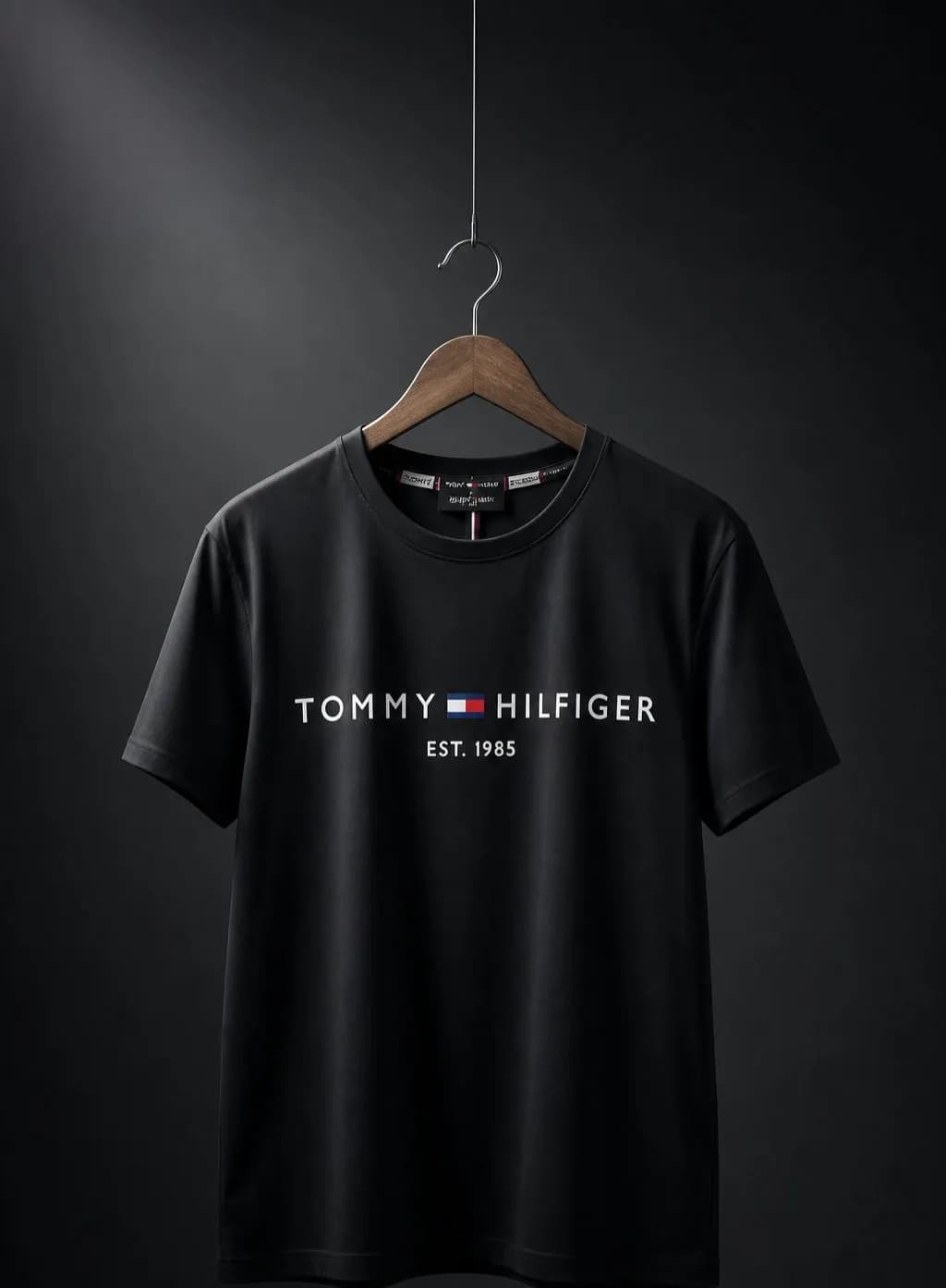 Tommy Hilfiger Men's Premium Lycra Cotton T-Shirt – Soft, Stretch & Everyday Comfort — detail shot