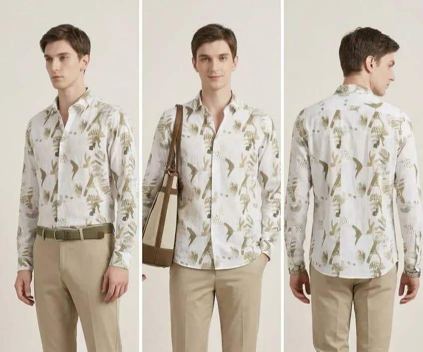 Premium Zafran Fabric Full Sleeve Printed Shirt | Elegant Comfort by ADISOM Men — detail shot