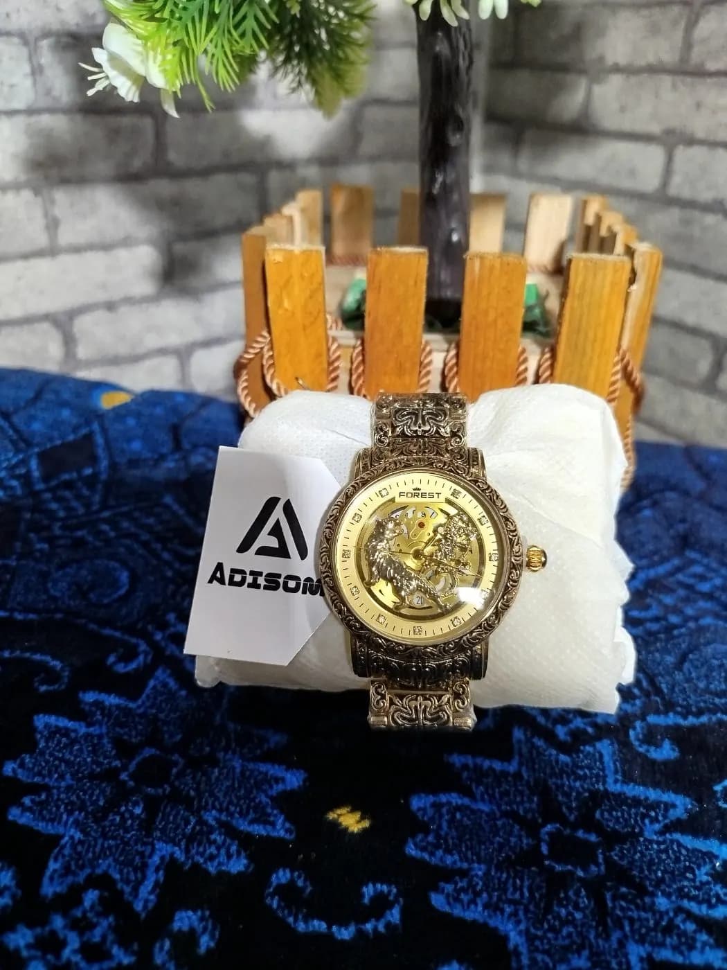 FOREST Rose Gold Dragon Watch | Luxury Skeleton Edition Men — detail shot