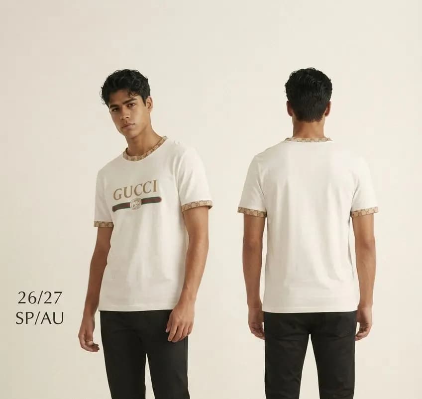 Gucci Men's Premium Lycra Cotton T-Shirt – Luxury Comfort & Modern Style — back view