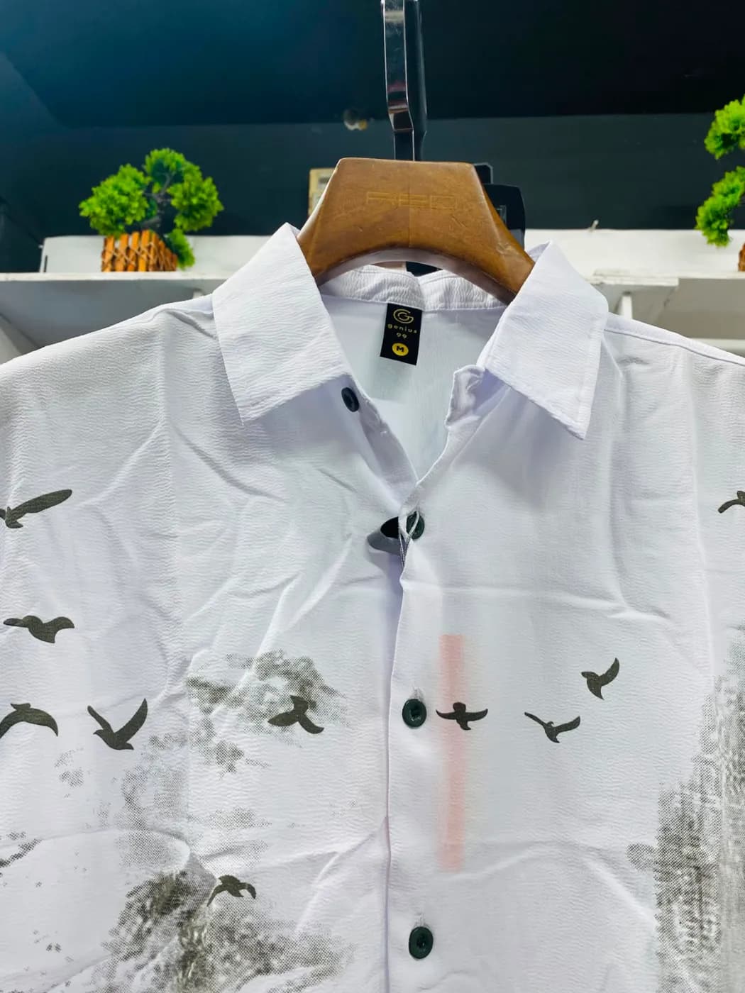 Artistic Nature Print Shirt | Premium China Fabric Men — detail shot