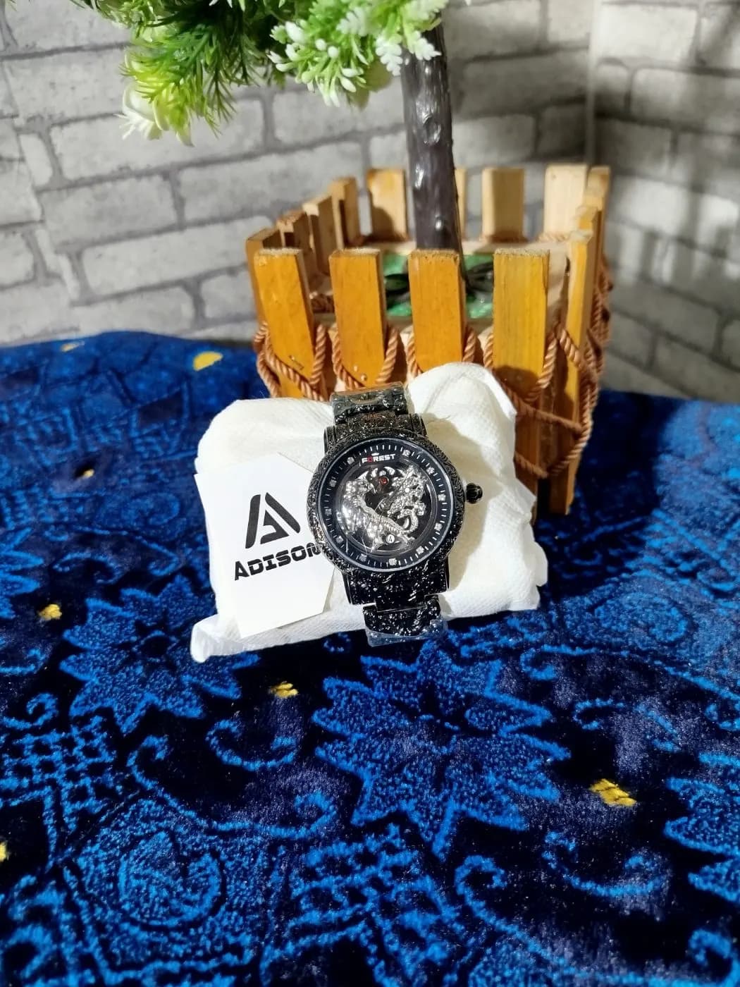 FOREST Black & Silver Dragon Watch | Premium Statement Edition  Description: — back view