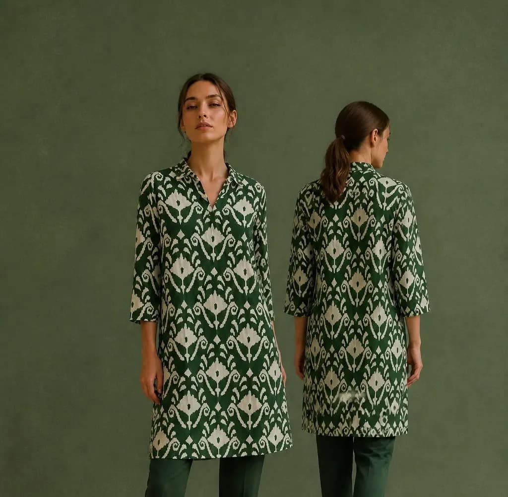 Premium Cotton Printed Women's Long Top | Casual & Elegant Wear — Savageon Bangladesh