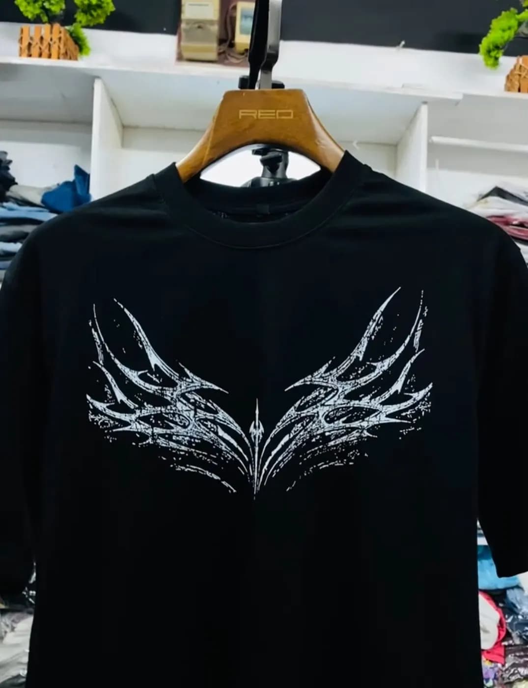 Dark Cross Gothic  Drop Shoulder T-Shirt | Black Edition Men — side view