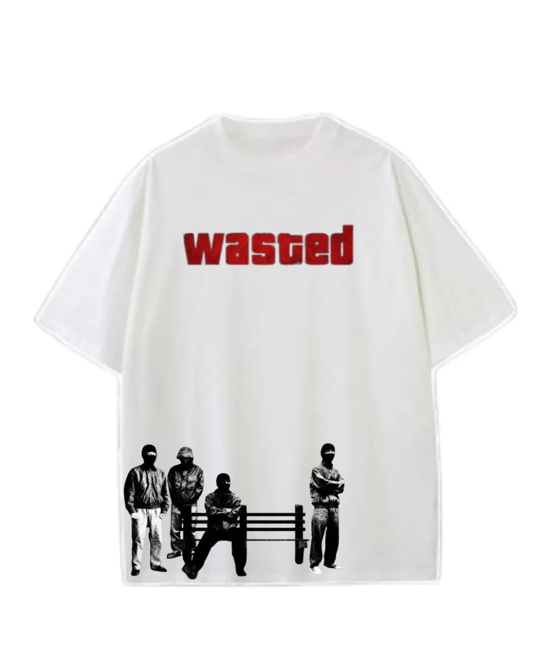 Wasted Street Graphic  Drop Shoulder T-Shirt | White Edition Men — back view