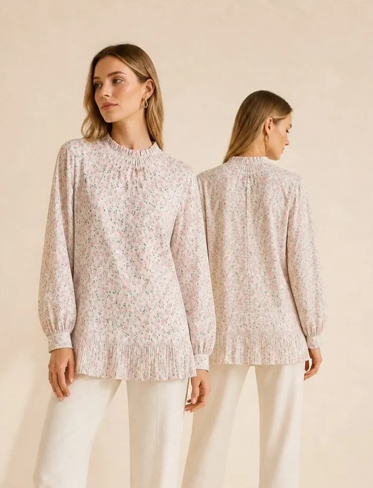 Premium Silk Printed Women's Long Top | Casual & Elegant Wear — Savageon Bangladesh