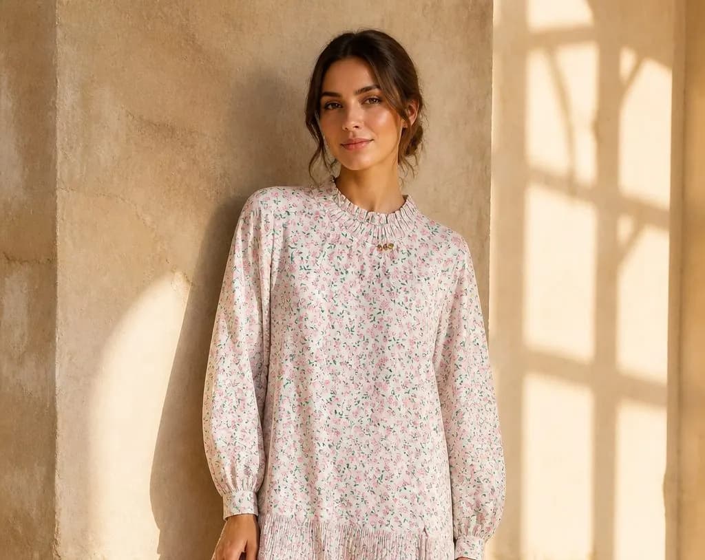 Premium Silk Printed Women's Long Top | Casual & Elegant Wear — back view
