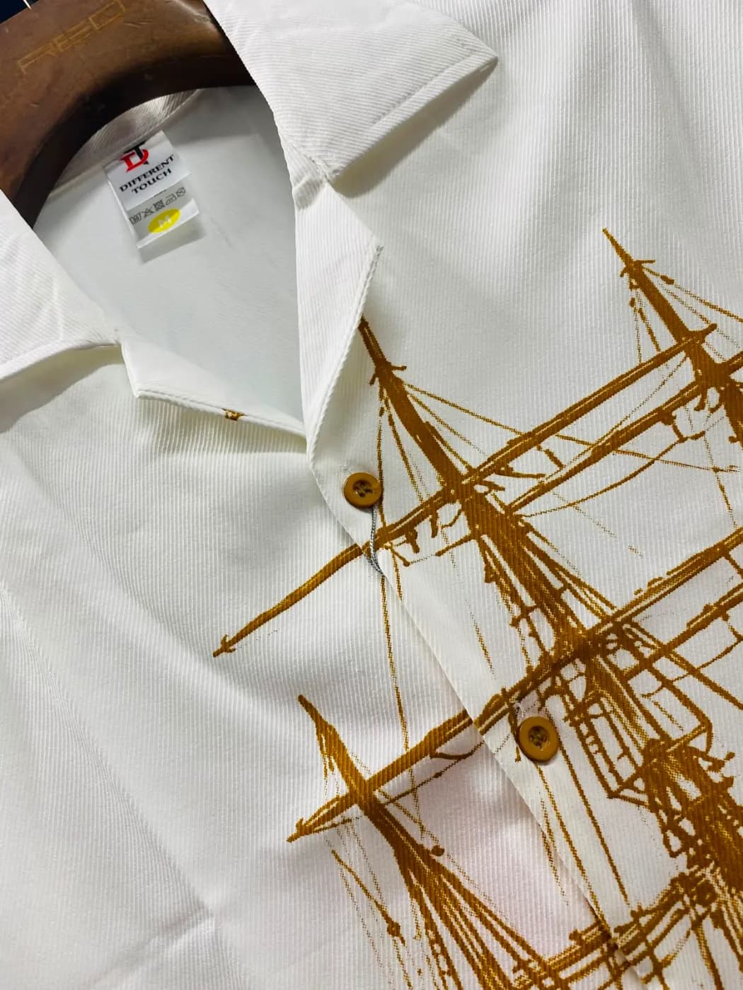 Artistic Ship Print Boxy Fit Shirt Men — back view