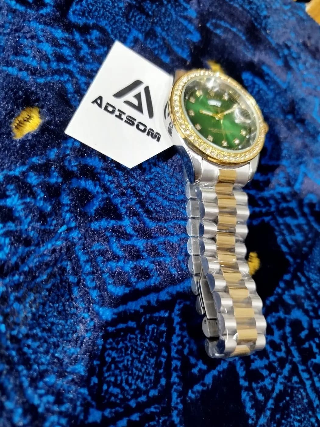 Emerald Green Luxury Watch | Gold Bezel Premium Edition Men — back view