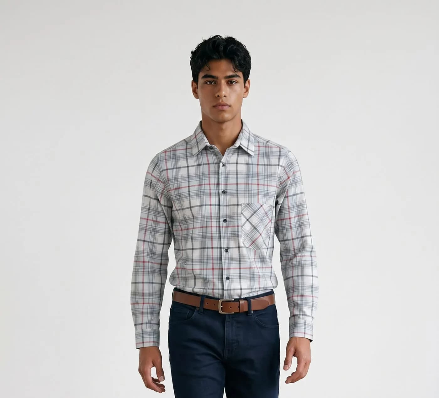 Premium Full Sleeve Check Shirt | Classic Elegance Collection by ADISOM Men — back view
