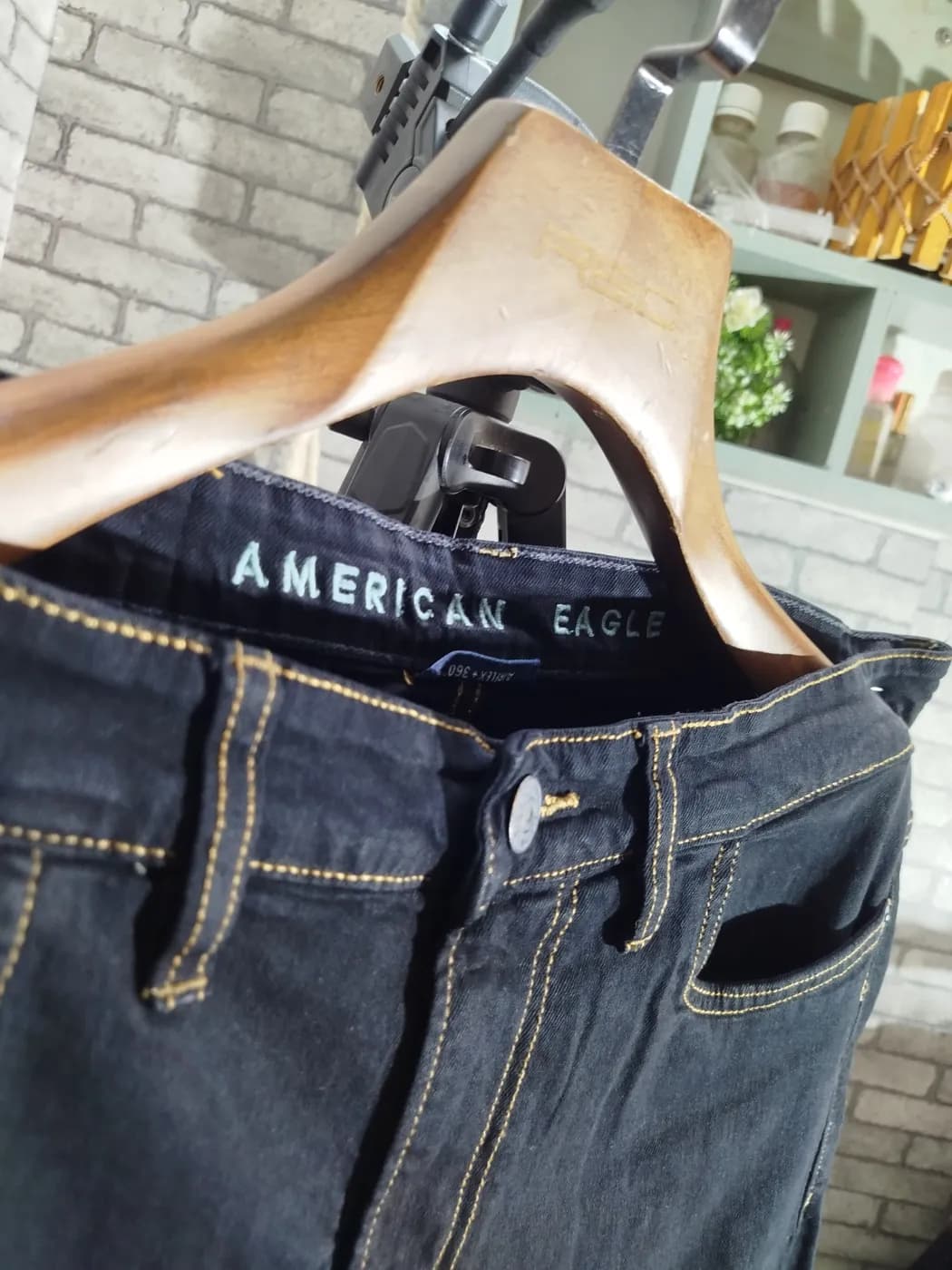 🖤 NEW ARRIVAL | ADISOM BLACK AMERICAN EAGLE JEANS PANT 🖤 — fabric close-up