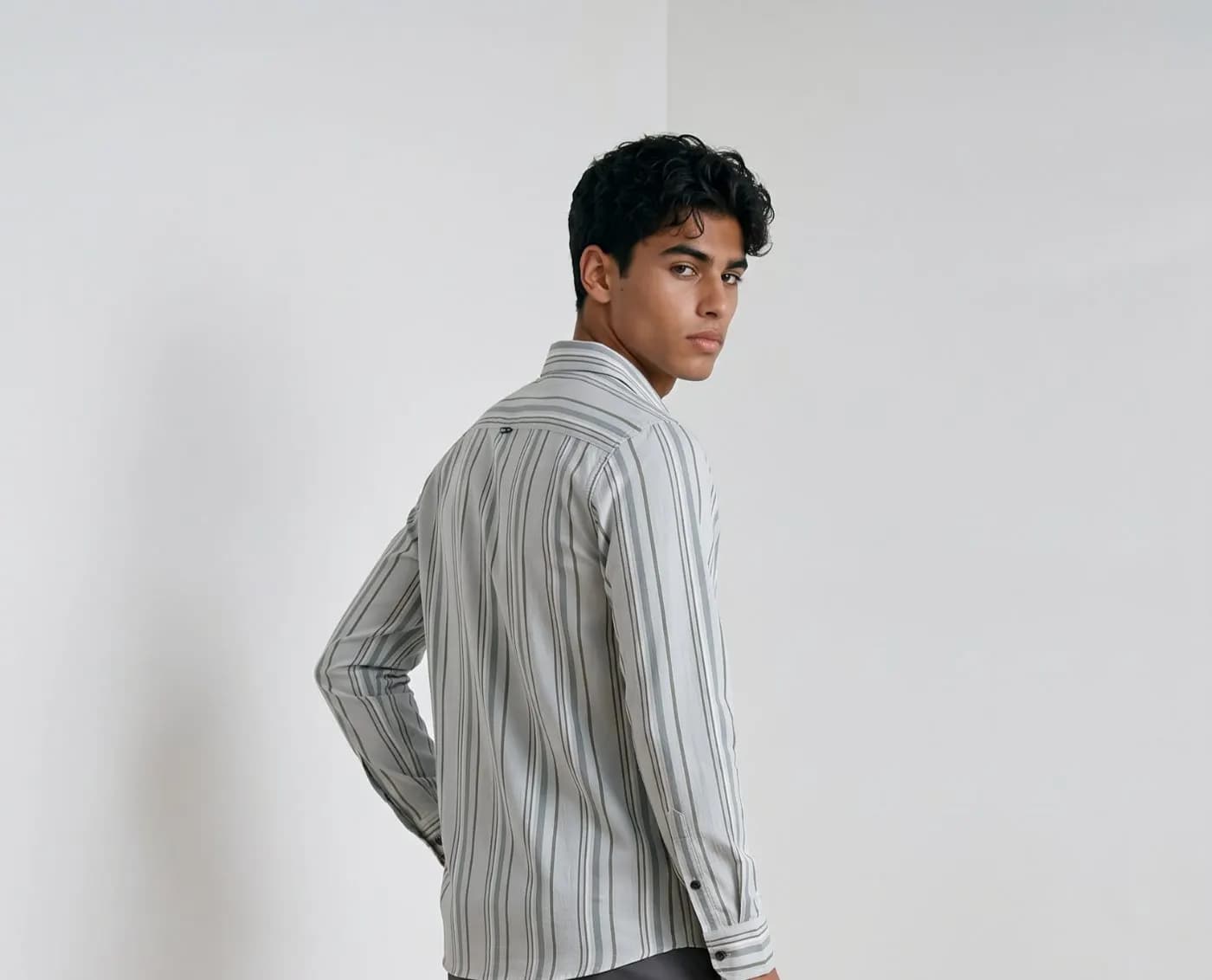 Premium Zafran Fabric Full Sleeve Stripe Shirt | Elegant Comfort Collection by ADISOM Men — side view