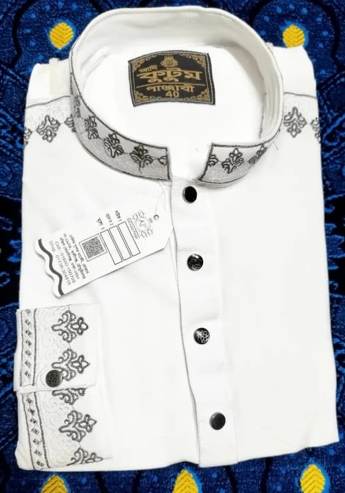 Elegant White Panjabi | Timeless Traditional Elegance — ADISOM Men — back view