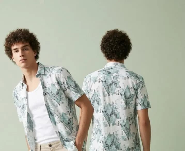 Premium Zafran Fabric Full Sleeve Printed Shirt | Elegant Comfort by ADISOM Men — back view