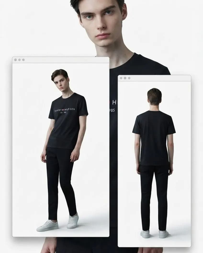 Tommy Hilfiger Men's Premium Lycra Cotton T-Shirt – Soft, Stretch & Everyday Comfort — side view