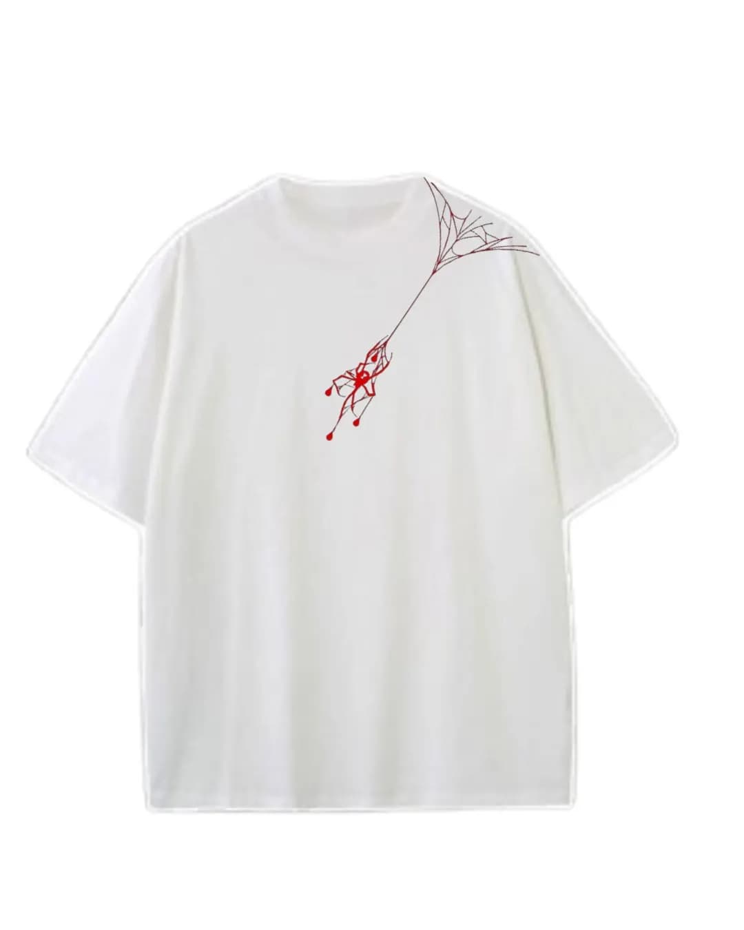 Spider Sketch Graphic  Drop Shoulder T-Shirt | White Men — back view