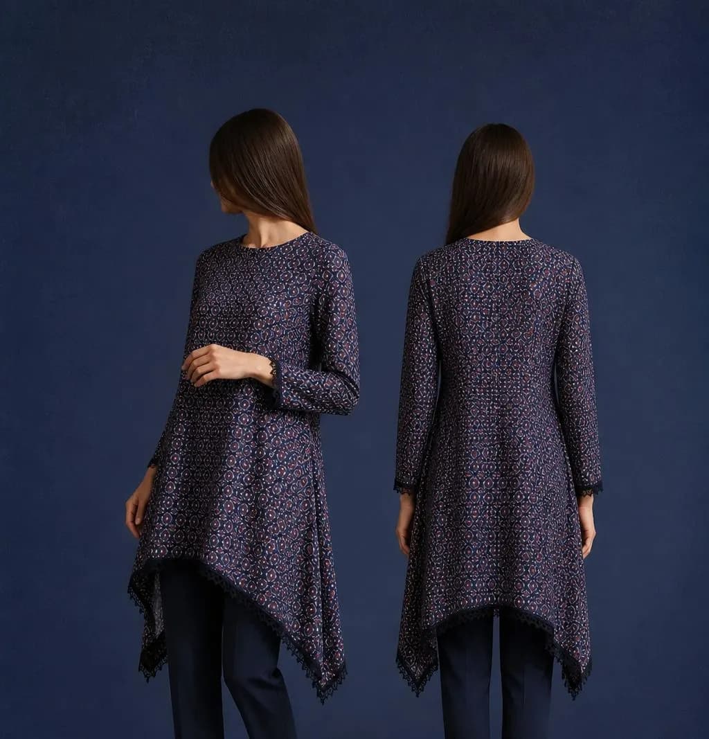 Premium Cotton Printed Women's Long Top | Casual & Elegant Wear — Savageon Bangladesh