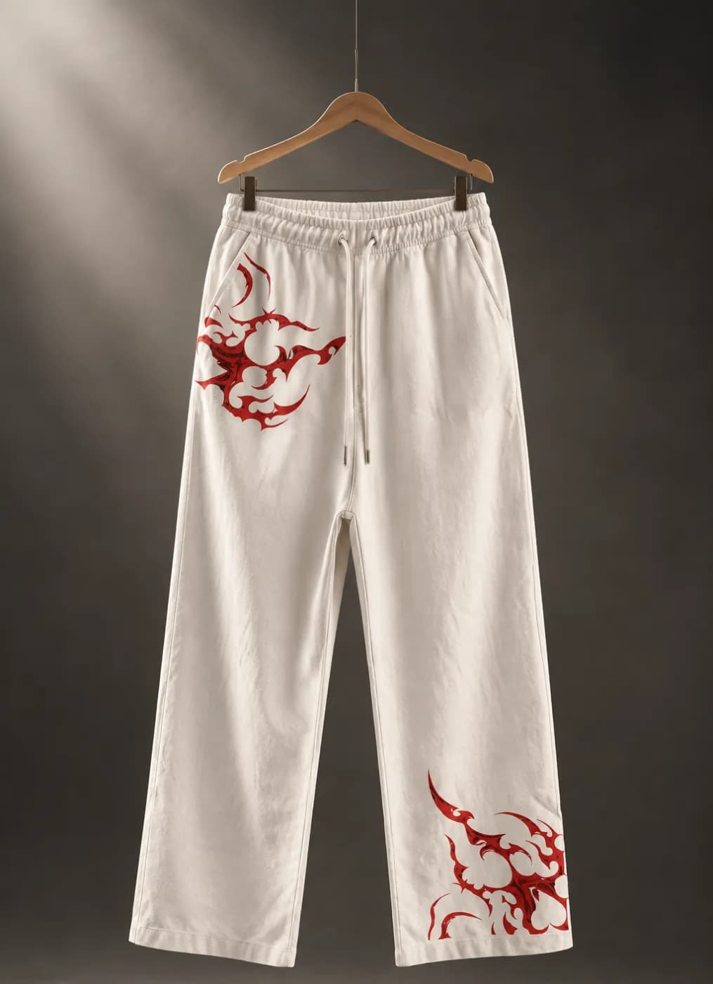 Printed White Korean Baggy Trouser for Men | Stylish Loose Fit Pants | ADISOM — Savageon Bangladesh