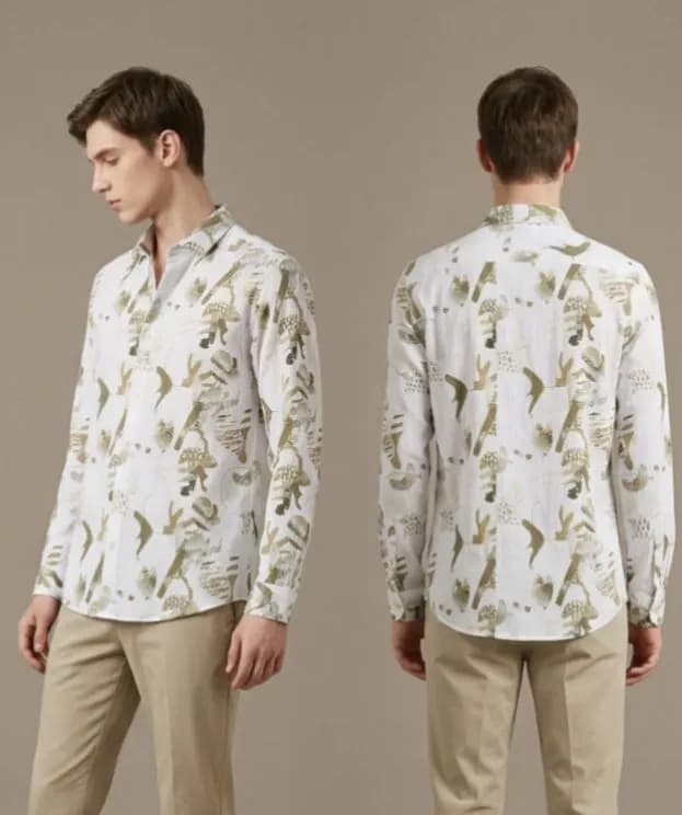 Premium Zafran Fabric Full Sleeve Printed Shirt | Elegant Comfort by ADISOM Men — back view