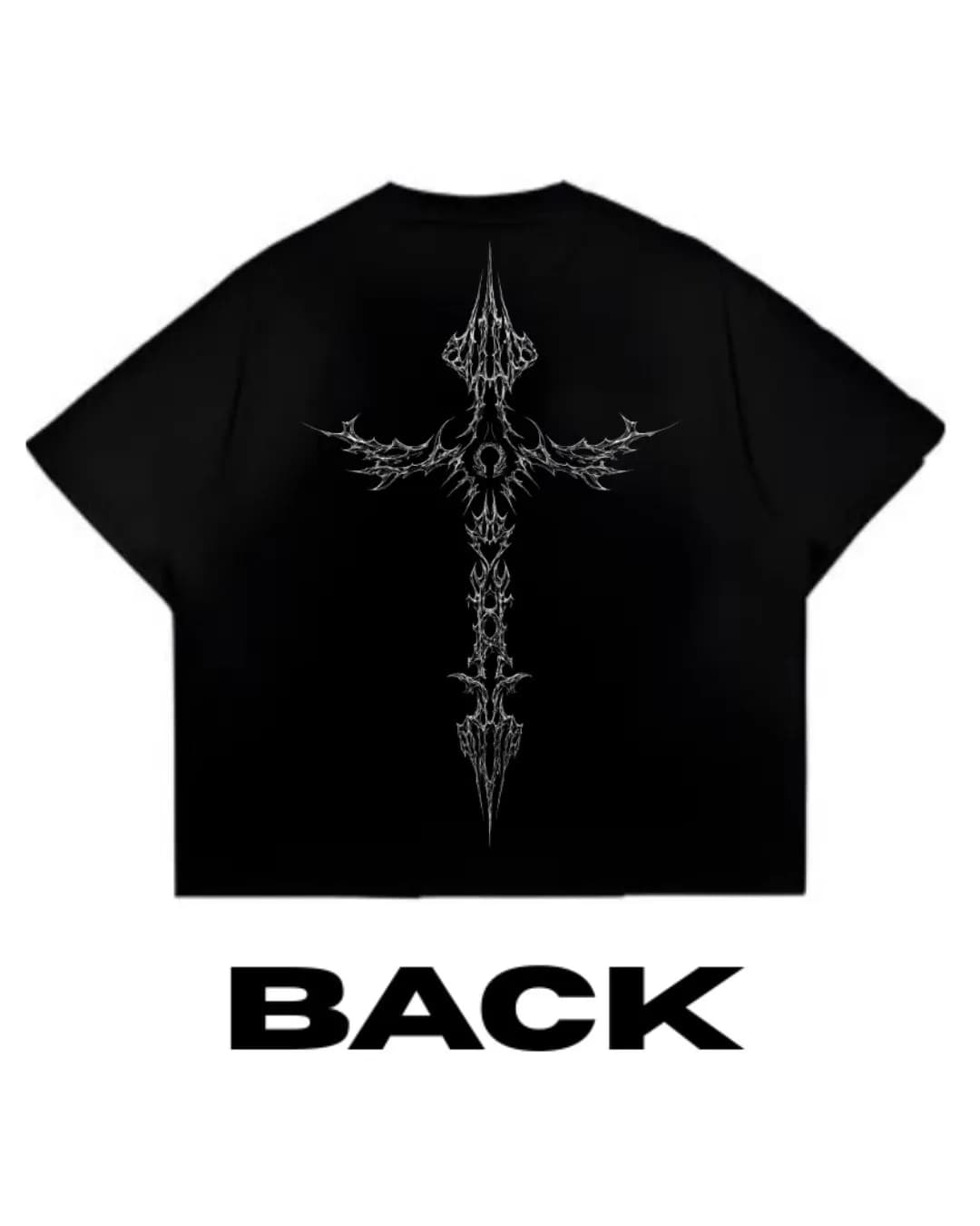 Dark Cross Gothic  Drop Shoulder T-Shirt | Black Edition Men — detail shot