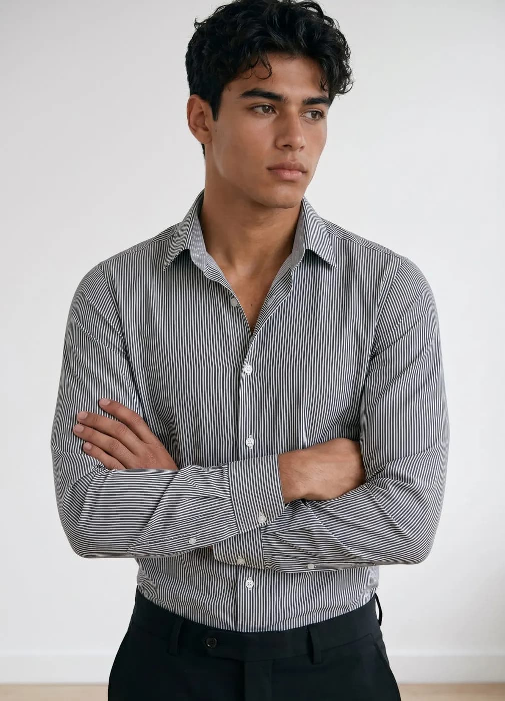 Premium Old Money Full Sleeve Stripe Shirt | Timeless Luxury Collection by ADISOM Men — back view