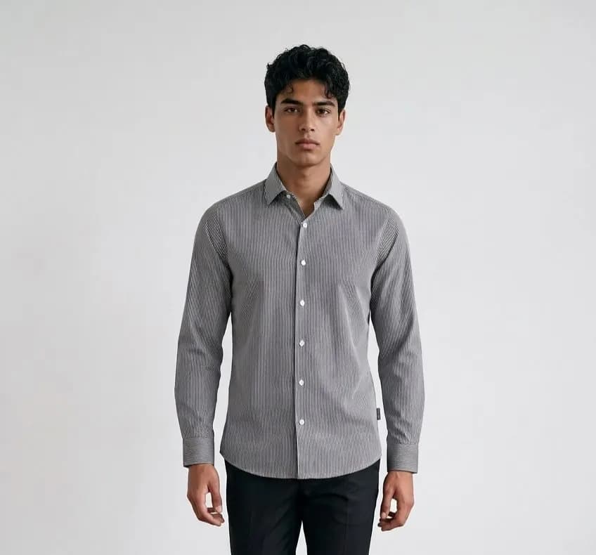 Premium Old Money Full Sleeve Stripe Shirt | Timeless Luxury Collection by ADISOM Men — detail shot