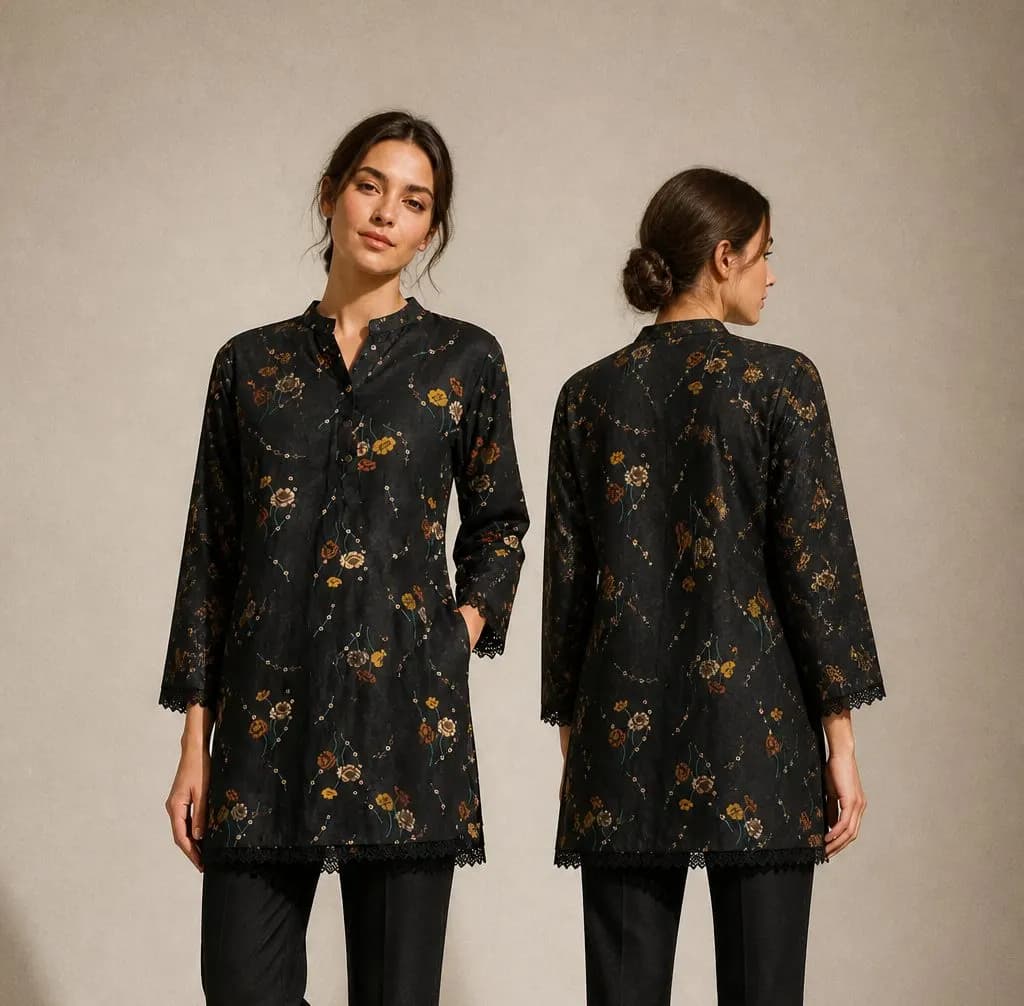 Premium Cotton Printed Women's Long Top | Casual & Elegant Wear — Savageon Bangladesh